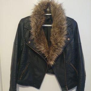 Love Tree Fur Faux Leather Jacket